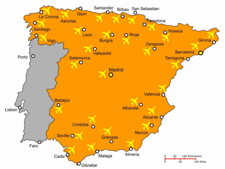Spain Airport Map